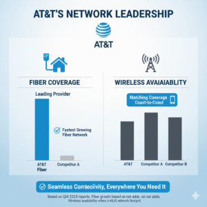 AT&T’s network strength compared to T-Mobile and Verizon after spectrum expansion.