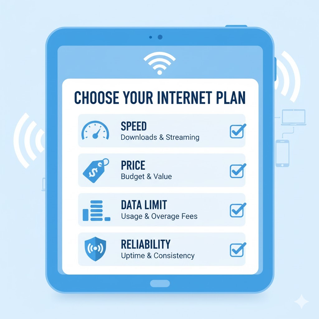 Checklist for selecting the best internet plan for home.