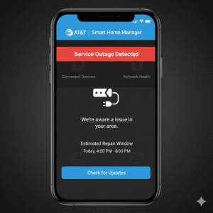 AT&T outage alert with restoration ETA for customers in USA.