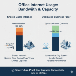Business internet utilization comparison between Spectrum 500Mbps and AT&T 1Gb fiber.