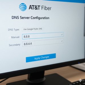 AT&T customer updating DNS settings to stabilize WiFi connectivity.