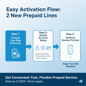 Diagram illustrating AT&T’s prepaid activation and number porting process.