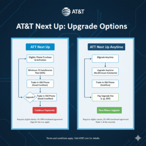 AT&T early upgrade program comparison chart.