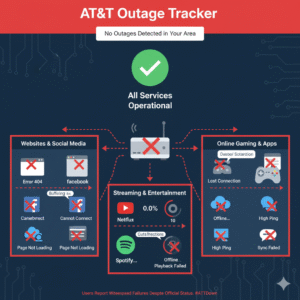 AT&T systems showing no outages while customers experience widespread service interruptions.