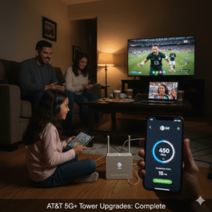 Family enjoying strong AT&T 5G speeds in USA after network improvements.