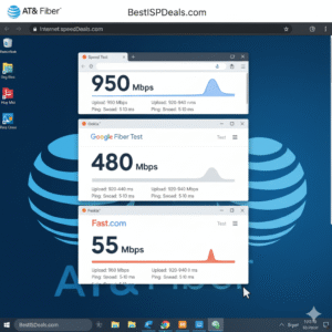 Various third-party speed tests comparing AT&T Fiber performance.