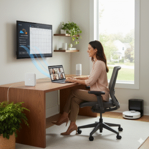 User in USA working from home using reliable Spectrum internet connection.