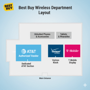 Illustration of Best Buy’s AT&T partner sales section explaining the vendor setup in USA.