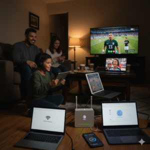 Household enjoying reliable AT&T internet after DNS update and router adjustments.