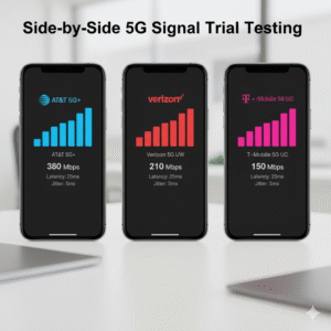Comparing wireless carriers using trial eSIMs.